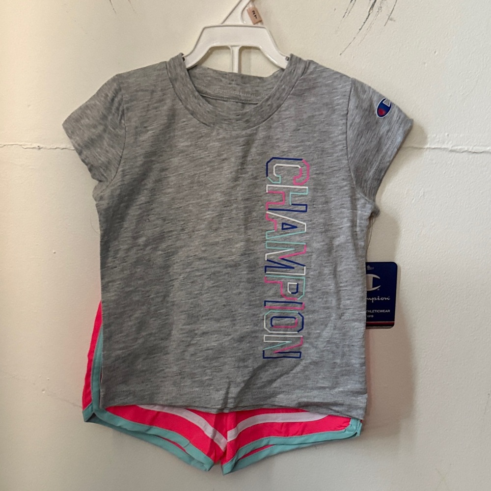 Champion Kids Gray Tee with Colorful Logo